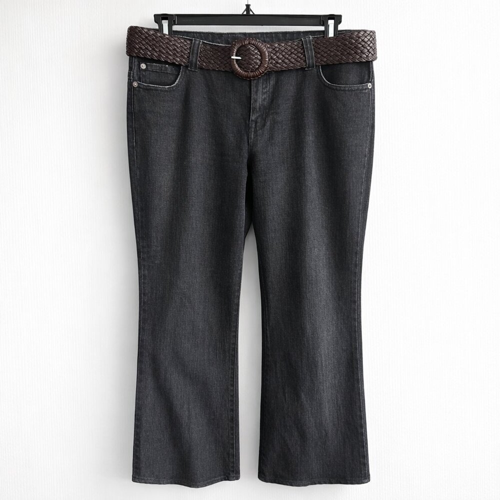 Wet Seal Woman's Junior Jeans Black w Woven Brown Belt Sz.11